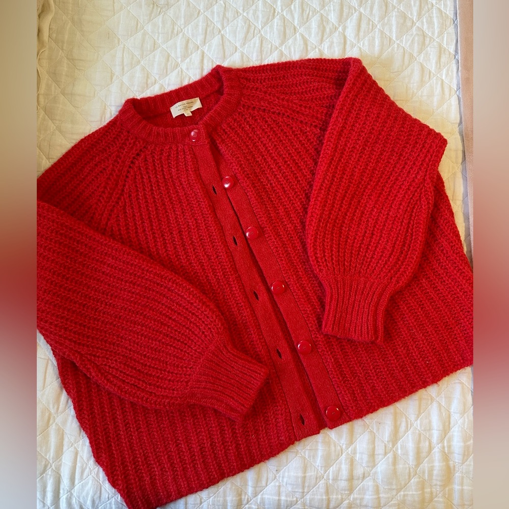 Sezane Emile Red Women's Cardigan Sweater - Picture 5 of 10